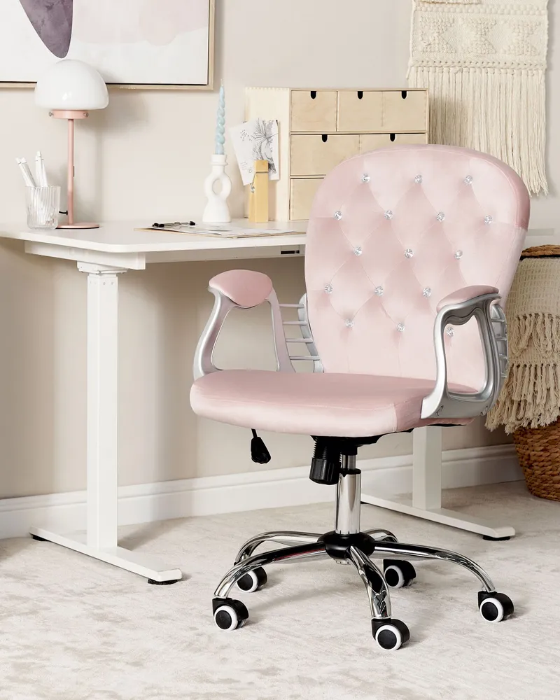 Organisateur de câbles Chaise de bureau Velours Rose PRINCESS