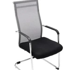 Organisateur de câbles Chaise pour visiteur fauteuil de bureau avec accoudoirs gris pieds chromé BUR10145
