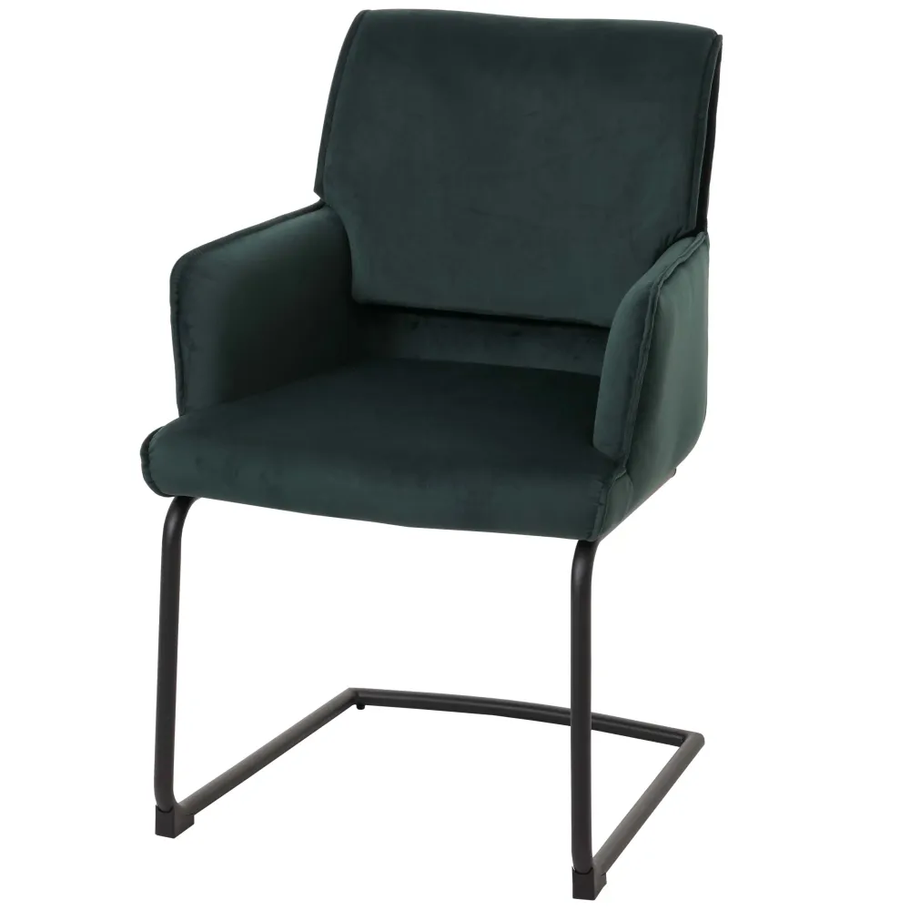 Organisateur de câbles Chaise de salle à manger avec accoudoirs assise en tissu vert 04_0006271