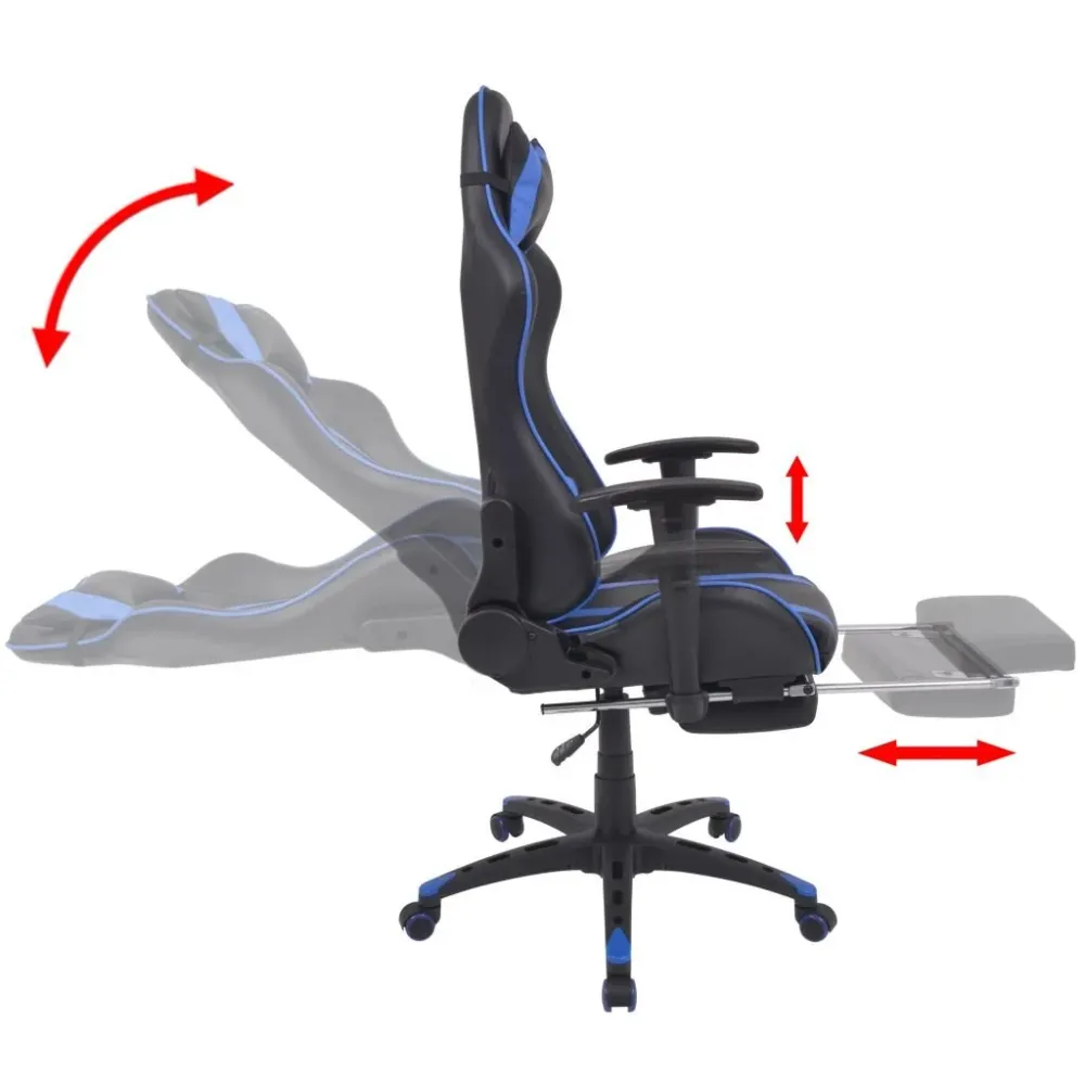 Organisateur de câbles Fauteuil chaise chaise de bureau inclinable avec repose-pied bleu 0502030