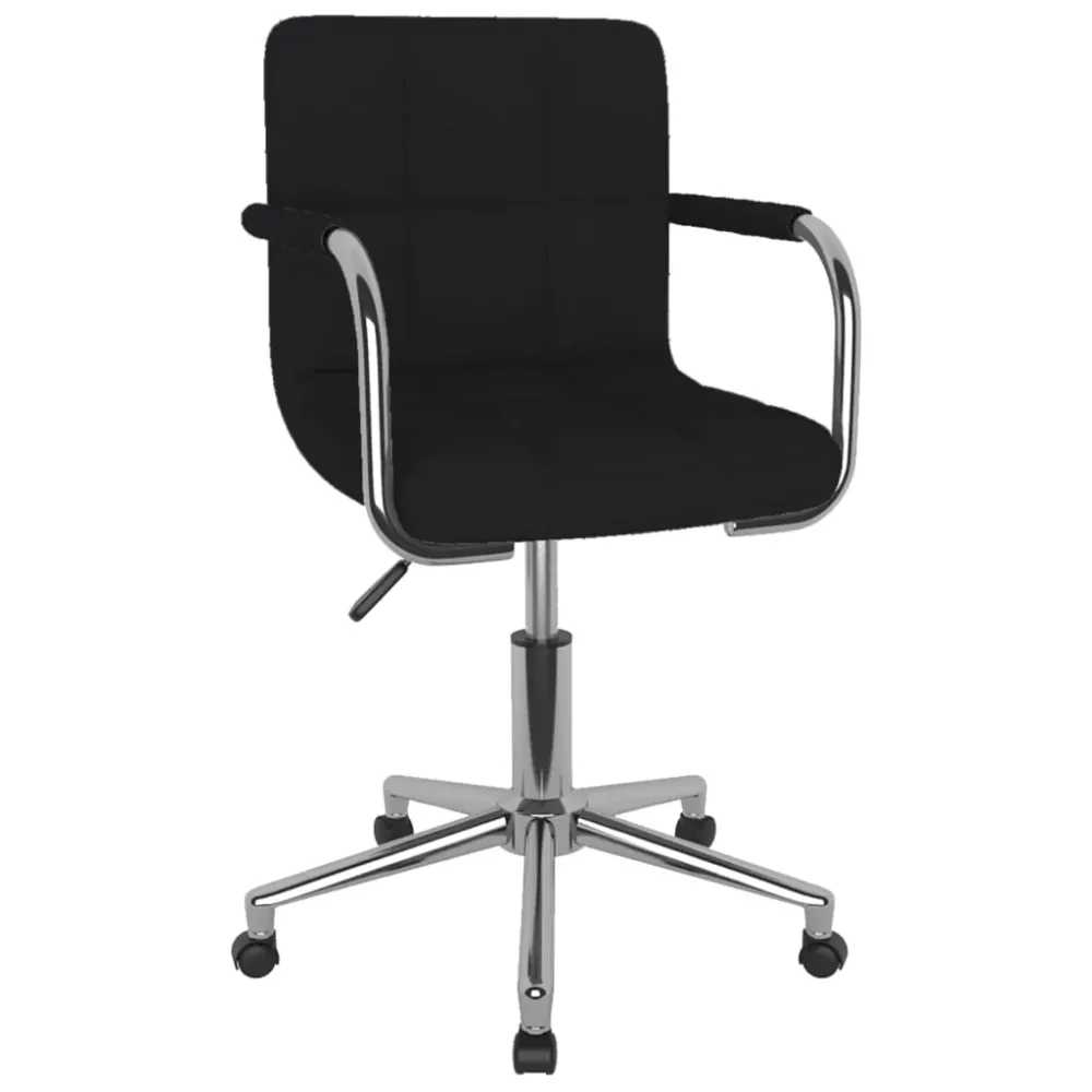 Organisateur de câbles Tabouret de travail chaise de bureau avec accoudoirs en tissu noir et acier chromé DEC025115