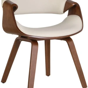 Pieds antidérapants pour Chaise de salle à manger x1 avec accoudoirs design rétro en VINYLE crème et bois marron 10_0007841