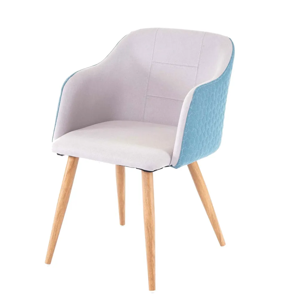 Pieds antidérapants pour Chaise de salle à manger design d'époque accoudoirs en tissu gris clair-turquoise pieds clairs 04...