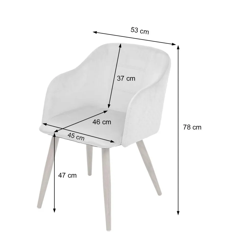Pieds antidérapants pour Chaise de salle à manger design d'époque accoudoirs en tissu gris clair-turquoise pieds clairs 04...