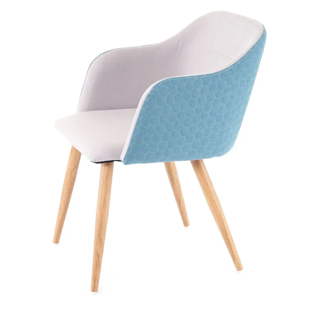 Pieds antidérapants pour Chaise de salle à manger design d'époque accoudoirs en tissu gris clair-turquoise pieds clairs 04...
