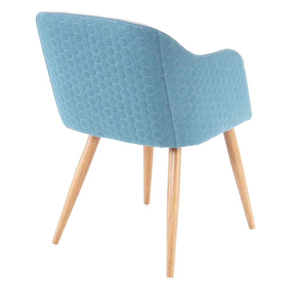 Pieds antidérapants pour Chaise de salle à manger design d'époque accoudoirs en tissu gris clair-turquoise pieds clairs 04...