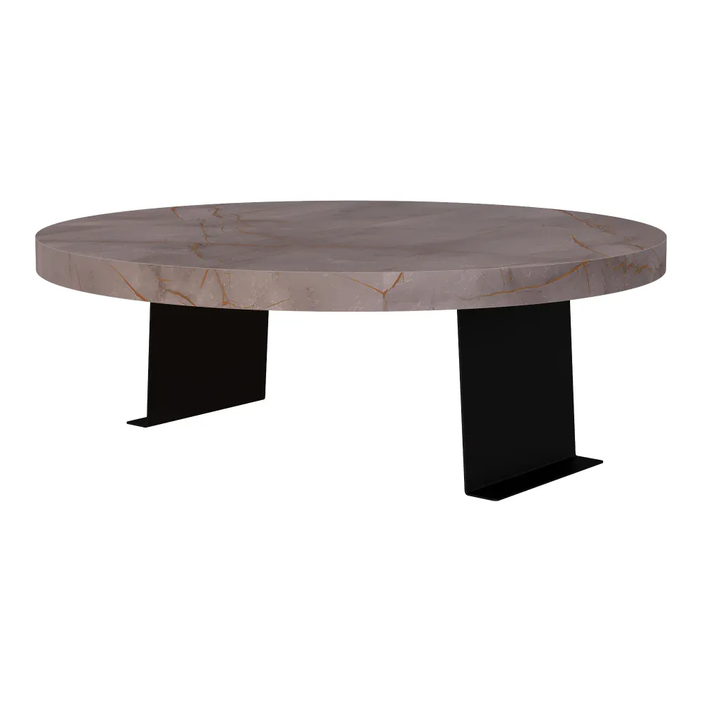Plateau d'accoudoir de canapé diamètre 34 cm effet marbre gris 03_0010276 avec compartiments intégrés