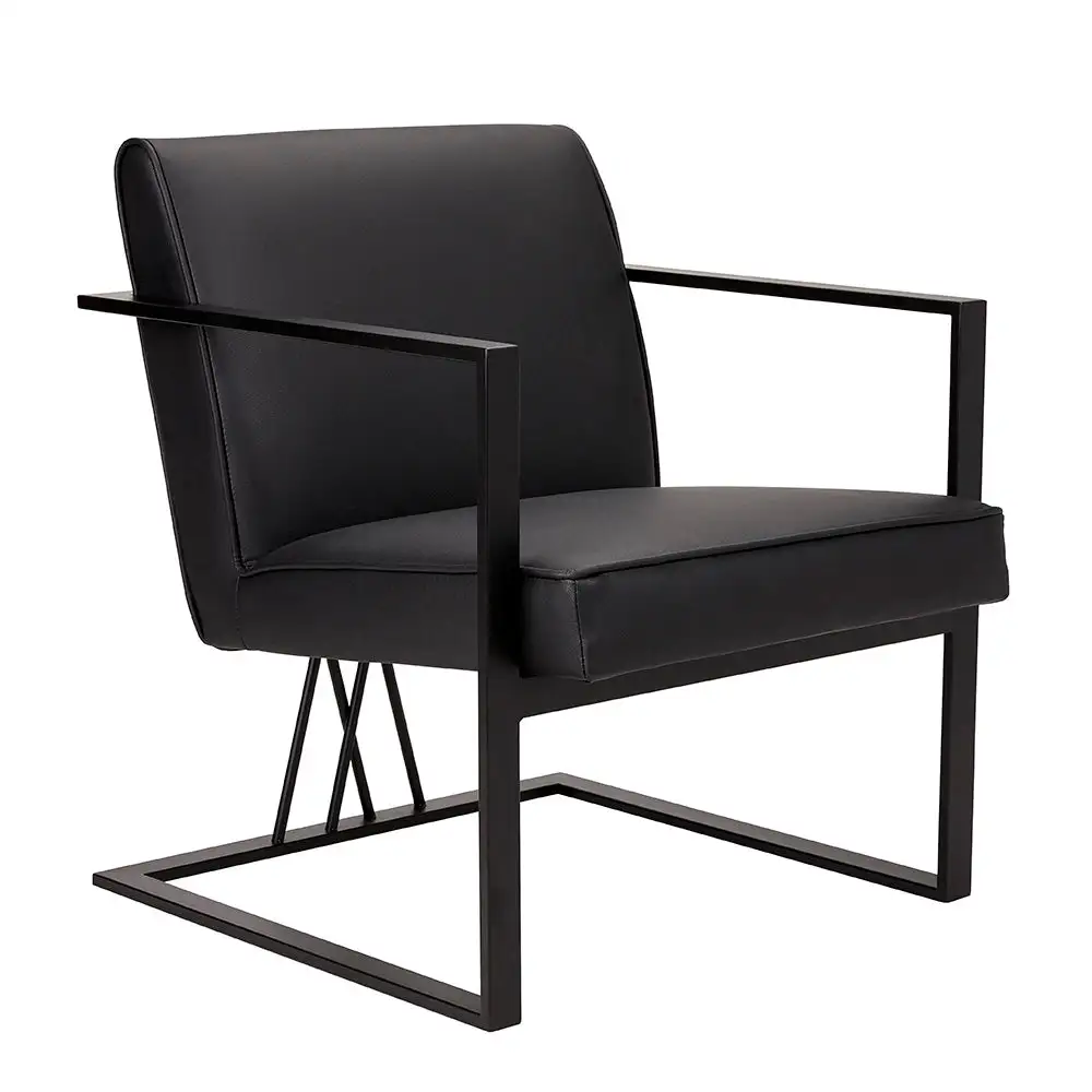 Plateau de rangement Chaise Fairmont En Similicuir Noir - Cadre Noir