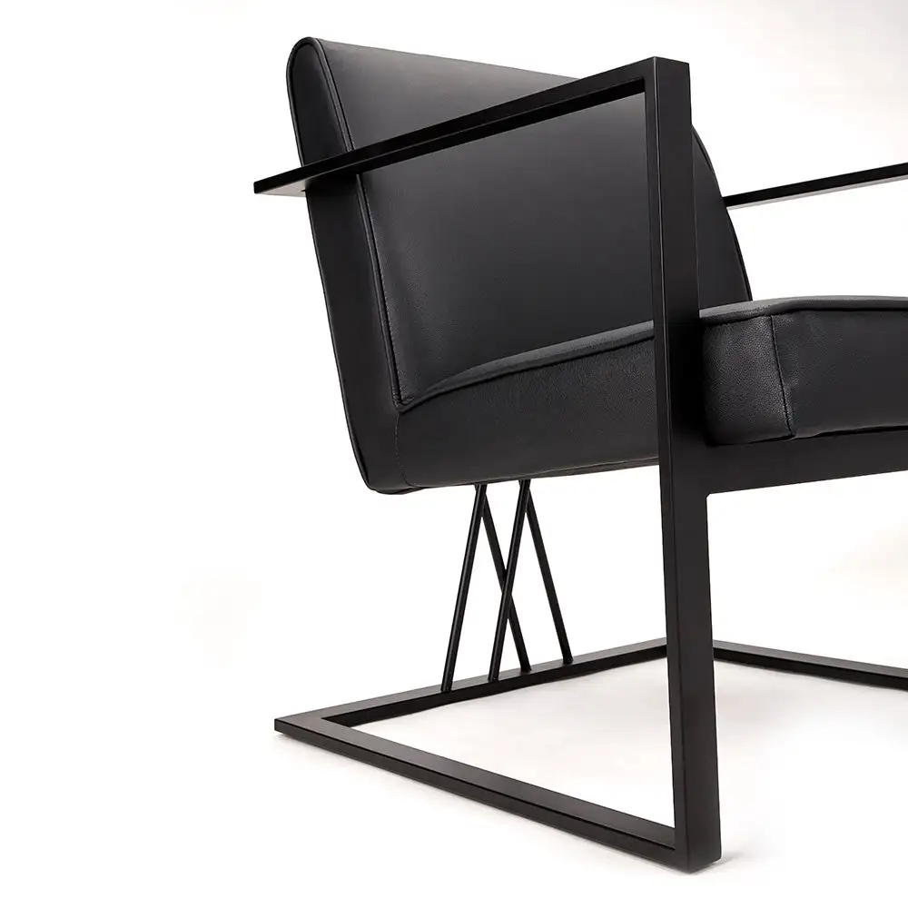 Plateau de rangement Chaise Fairmont En Similicuir Noir - Cadre Noir