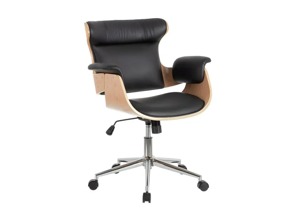 Plateau de rangement Fauteuil de bureau Simili cuir Noir/Agglo noyer - CONCORDE