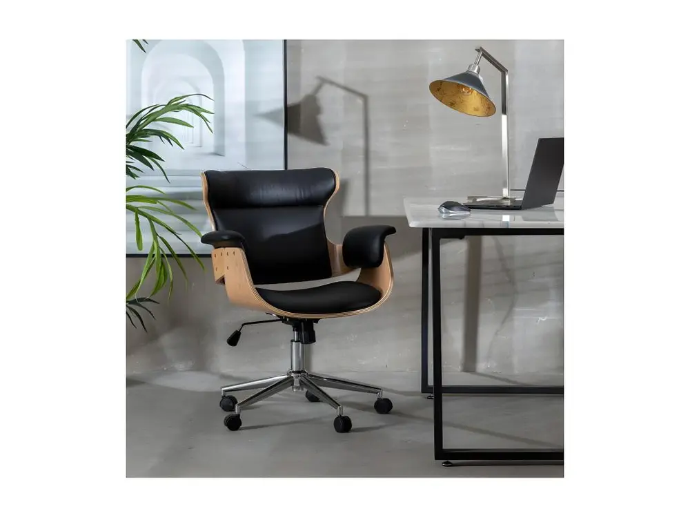 Plateau de rangement Fauteuil de bureau Simili cuir Noir/Agglo noyer - CONCORDE