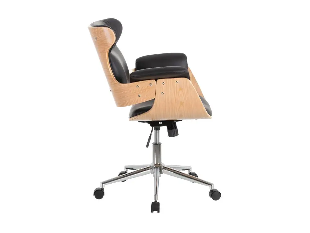 Plateau de rangement Fauteuil de bureau Simili cuir Noir/Agglo noyer - CONCORDE
