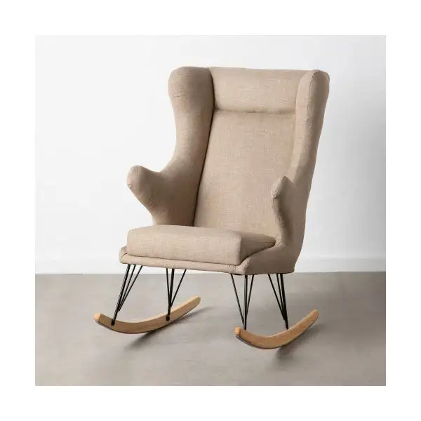 Plateau de rangement Rocking Chair à Accoudoirs Taupe et Bois