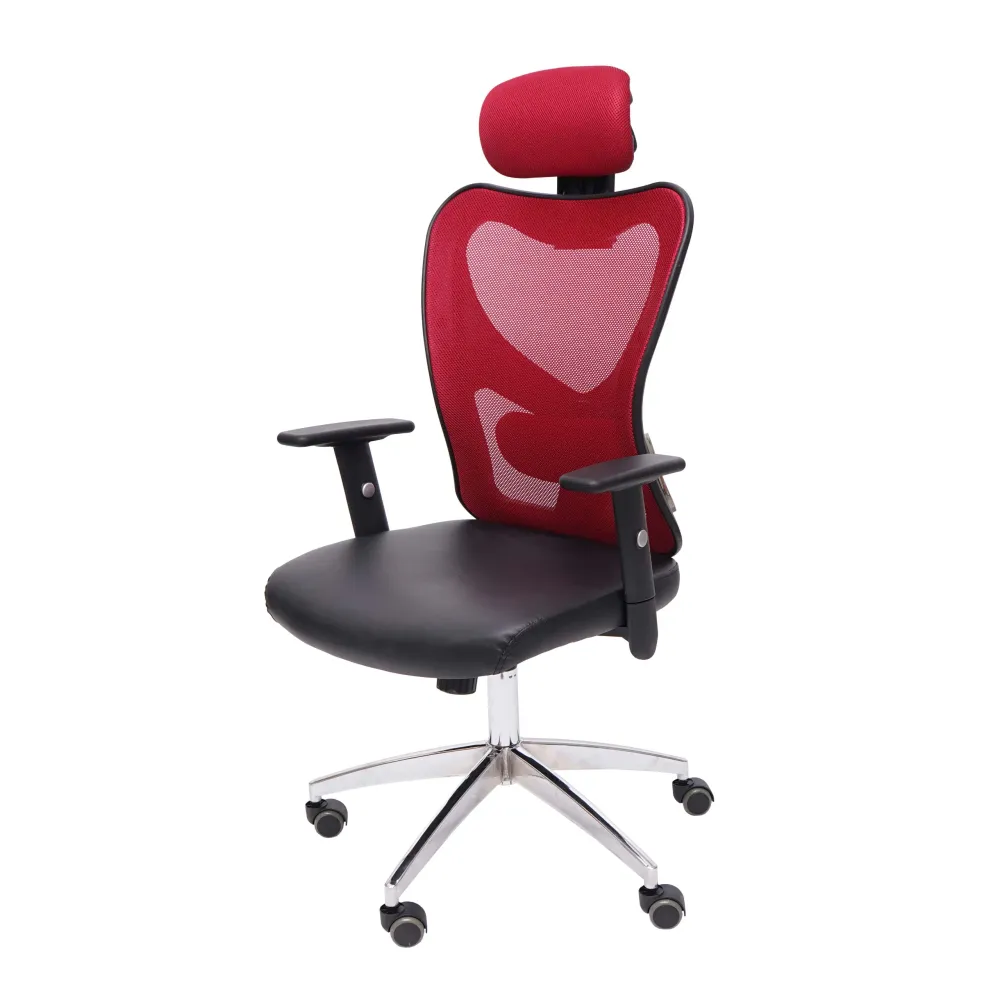 Professionnel Haute Qualité Fauteuil chaise de bureau sur roulettes pivotante appui tête accoudoirs synthétique rouge 04_0...