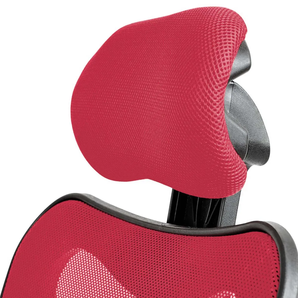 Professionnel Haute Qualité Fauteuil chaise de bureau sur roulettes pivotante appui tête accoudoirs synthétique rouge 04_0...