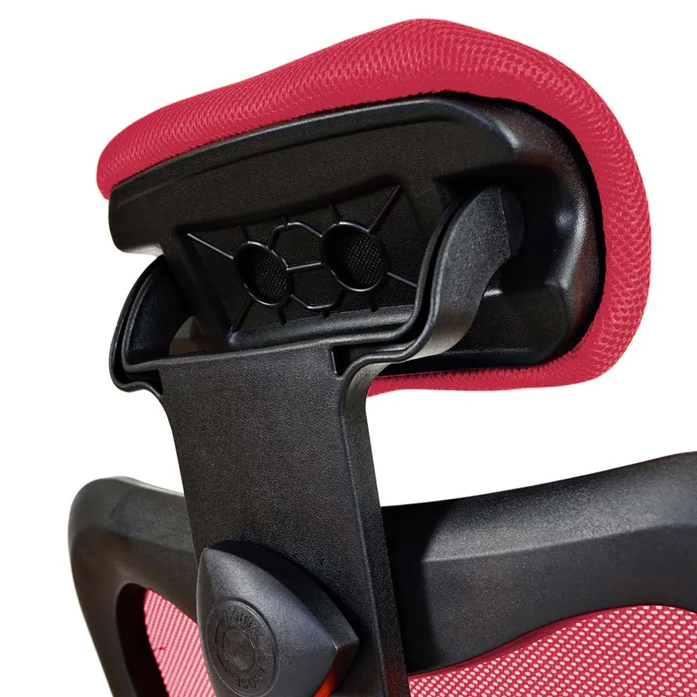 Professionnel Haute Qualité Fauteuil chaise de bureau sur roulettes pivotante appui tête accoudoirs synthétique rouge 04_0...