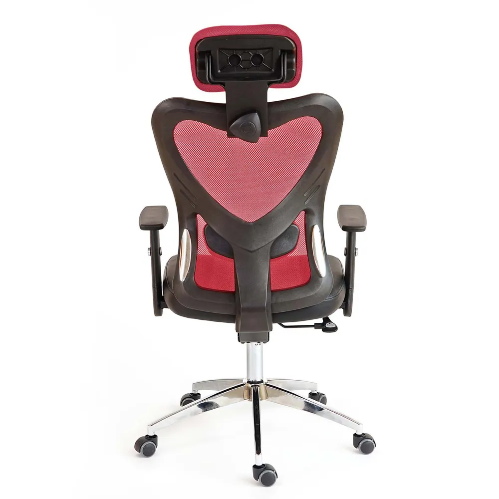 Professionnel Haute Qualité Fauteuil chaise de bureau sur roulettes pivotante appui tête accoudoirs synthétique rouge 04_0...