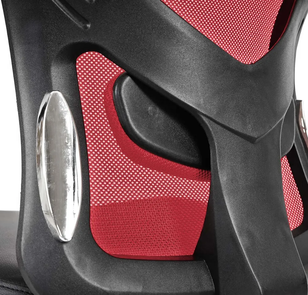 Professionnel Haute Qualité Fauteuil chaise de bureau sur roulettes pivotante appui tête accoudoirs synthétique rouge 04_0...