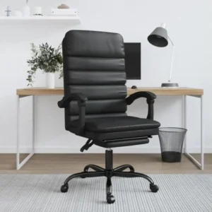 Professionnel Haute Qualité Fauteuil de massage inclinable de bureau Noir Similicuir