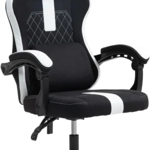 Protection de bord Chaise de bureau gaming avec appui-tête et accoudoirs rembourrés blanc/noir 10_0007071