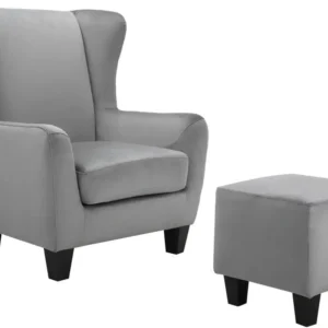 Protection de bord Chaise d'appoint rembourrée avec tabouret en velours gris