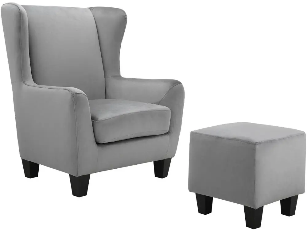 Protection de bord Chaise d'appoint rembourrée avec tabouret en velours gris