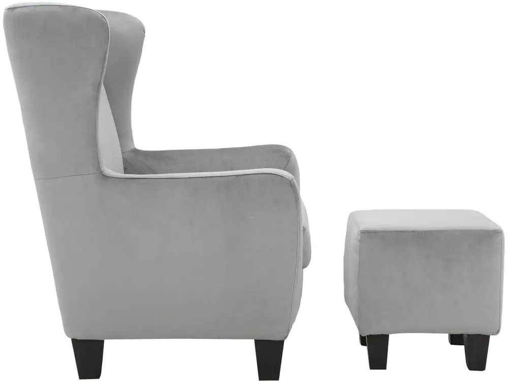 Protection de bord Chaise d'appoint rembourrée avec tabouret en velours gris