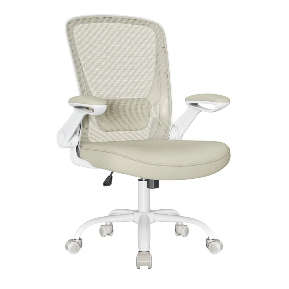 Protection de bord Fauteuil de bureau avec accoudoir rabattable chaise de bureau en toile siège pivotant à 360° support lo...