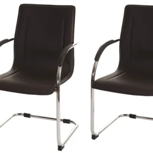 Protection de bord Lot de 2 chaises bureau visiteur en synthétique marron avec accoudoir BUR04062