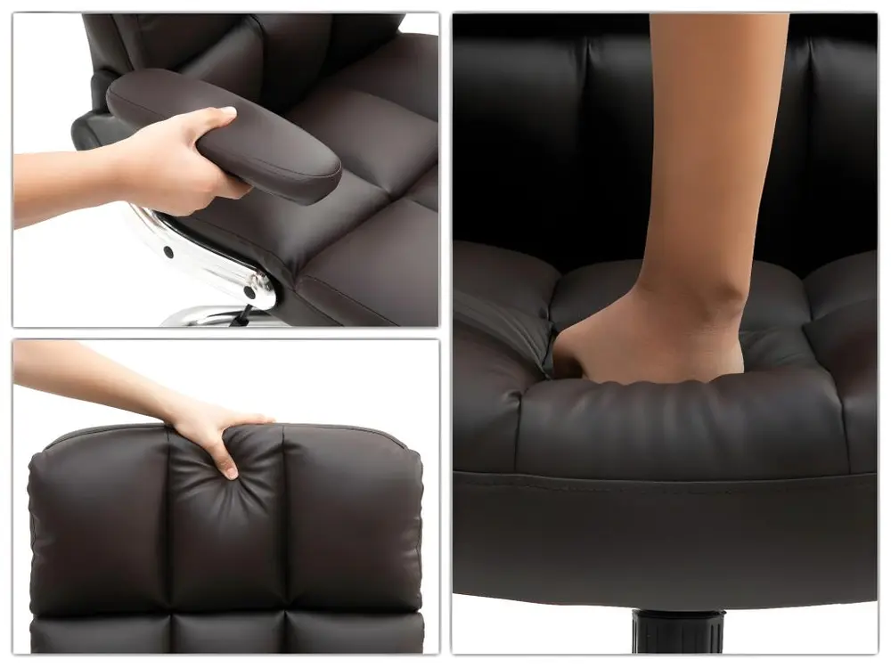 Équipement de Bureau Ergonomique Chaise de bureau MCW-J21, similicuir brun