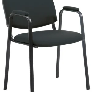 Équipement de Bureau Ergonomique Chaise visiteur avec accoudoirs intégrés zone d'attente en tissu noir piètement à 4 pieds...