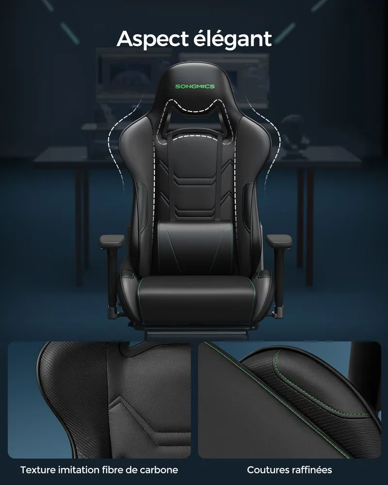 Équipement de Bureau Ergonomique SONGMICS Fauteuil Gaming accoudoirs 3D noir et rouge