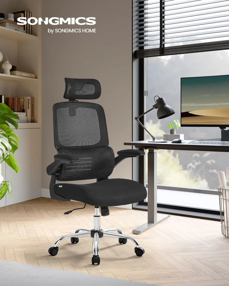 SONGMICS Chaise de bureau ergonomique avec soutien lombaire compatible avec la plupart des bureaux