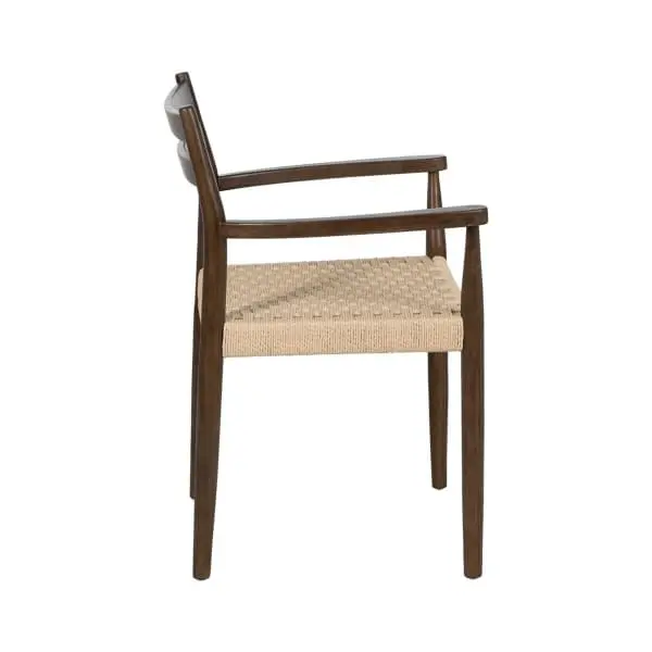 Support réglable pour Chaise Scandinave à Accoudoirs en Bois Brun et Fibre Tressée