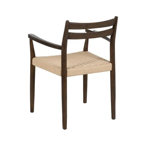 Support réglable pour Chaise Scandinave à Accoudoirs en Bois Brun et Fibre Tressée