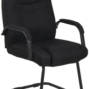 Support réglable pour Fauteuil de bureau sans roulettes accoudoirs chaise visiteur charge maximale 180 kg en tissu noir ca...