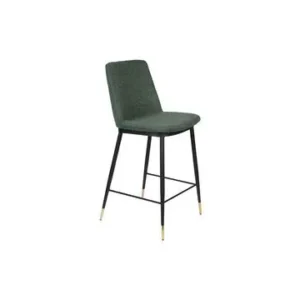 Système de suspension Chaise de comptoir en tissu vert ténébreux Lionel White Label - 95cm