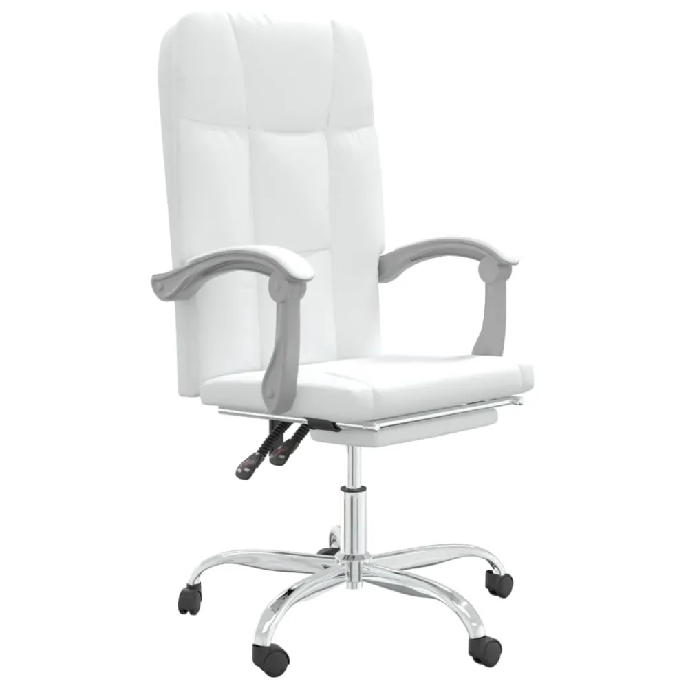 Système de suspension Chaise fauteuil siège pivotante de inclinable de bureau informatique étude similicuir blanc 02_0024230
