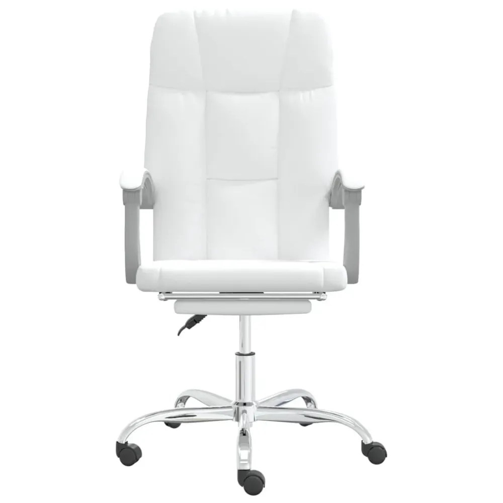Système de suspension Chaise fauteuil siège pivotante de inclinable de bureau informatique étude similicuir blanc 02_0024230