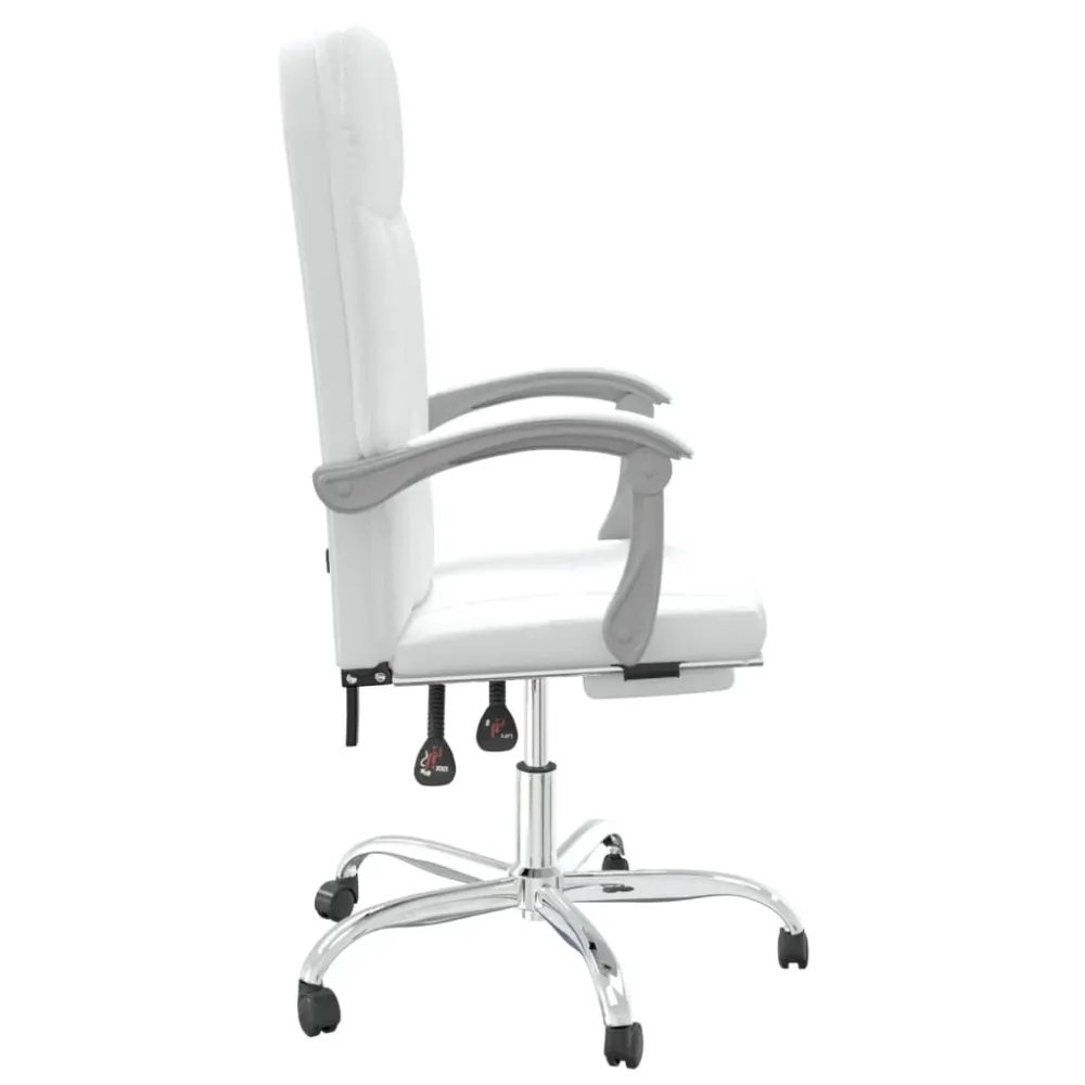 Système de suspension Chaise fauteuil siège pivotante de inclinable de bureau informatique étude similicuir blanc 02_0024230