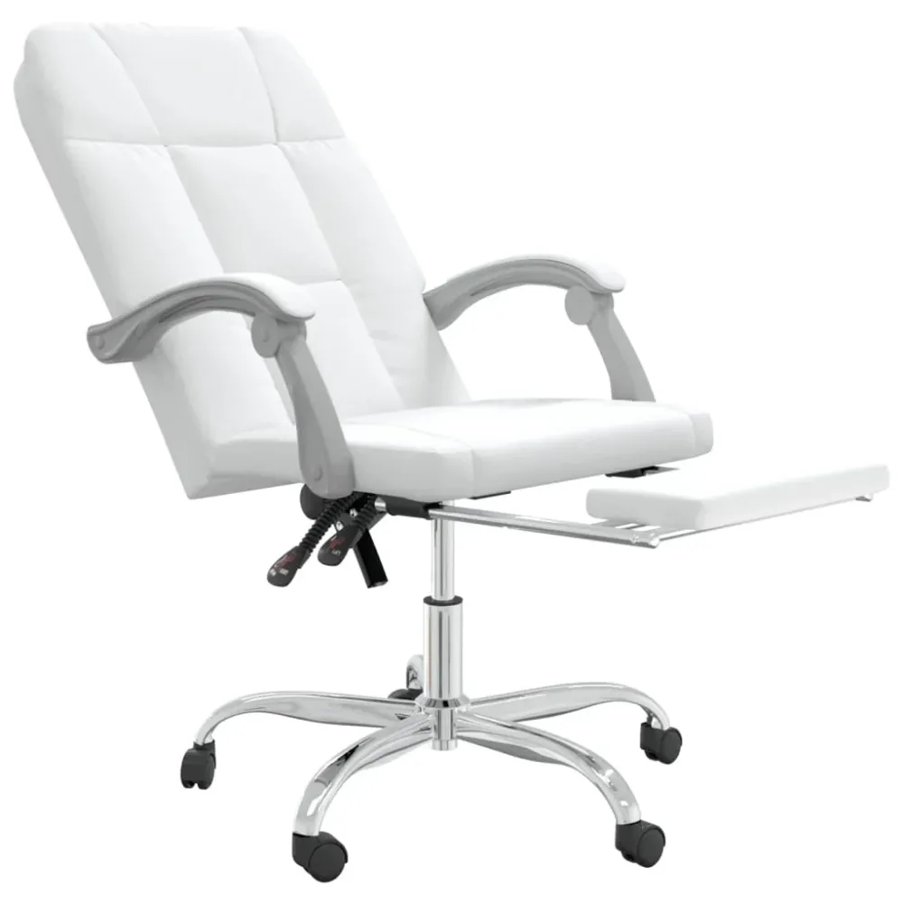 Système de suspension Chaise fauteuil siège pivotante de inclinable de bureau informatique étude similicuir blanc 02_0024230