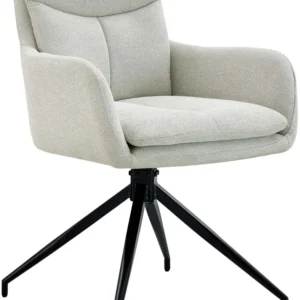 Système de suspension Chaise de salle à manger x1 avec accoudoirs assise fonction pivotante en tissu crème 10_0007400
