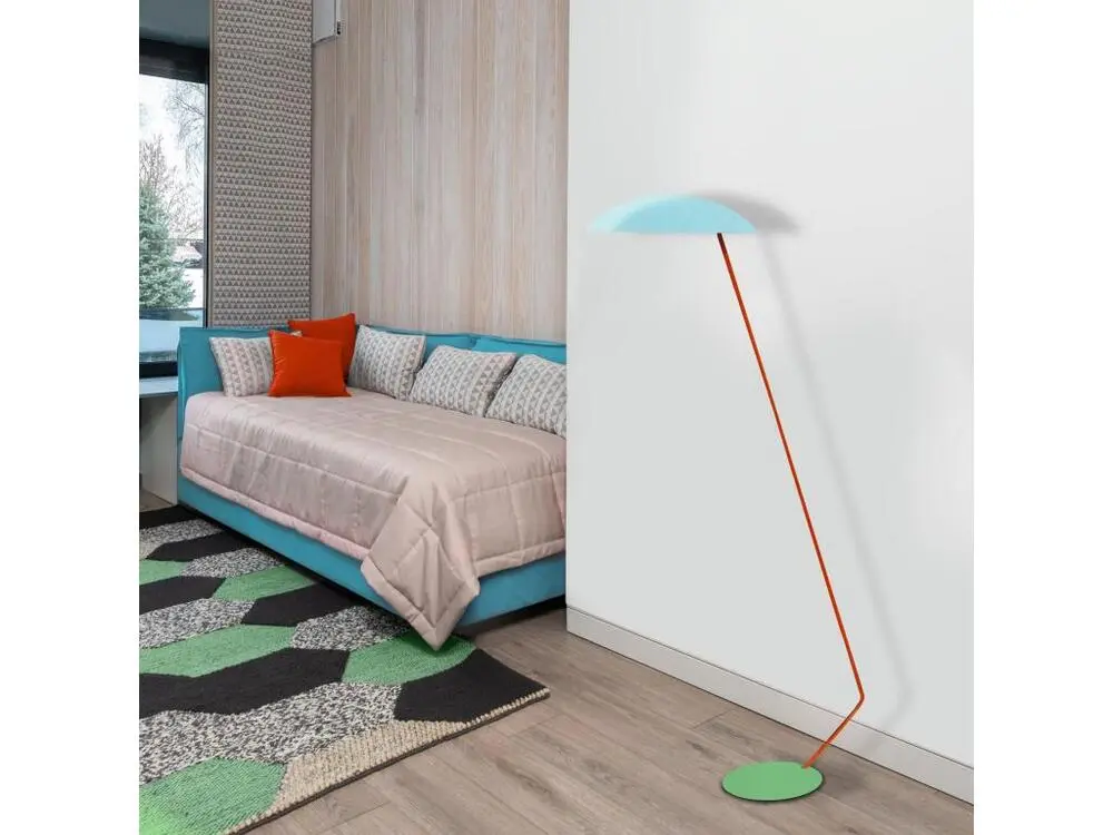 Système de suspension Lampadaire métal,abajour ronde bleu 170 cm.