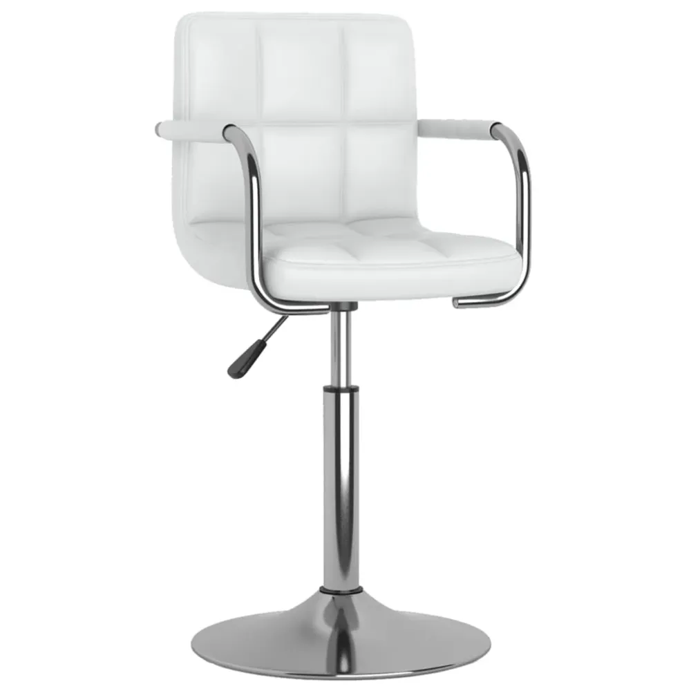 Tabouret de bar chaise de comptoir x1 avec accoudoirs en VINYLE blanc et acier chromé DEC025035