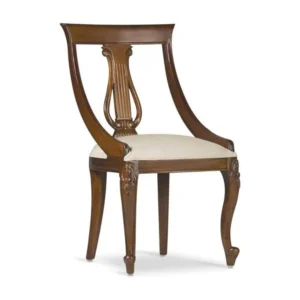 VINTAGE - Chaise en bois d'acajou et tissu synthétique blanc