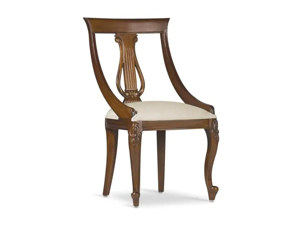 VINTAGE - Chaise en bois d'acajou et tissu synthétique blanc