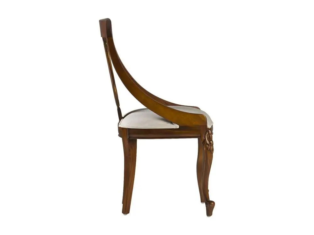 VINTAGE - Chaise en bois d'acajou et tissu synthétique blanc