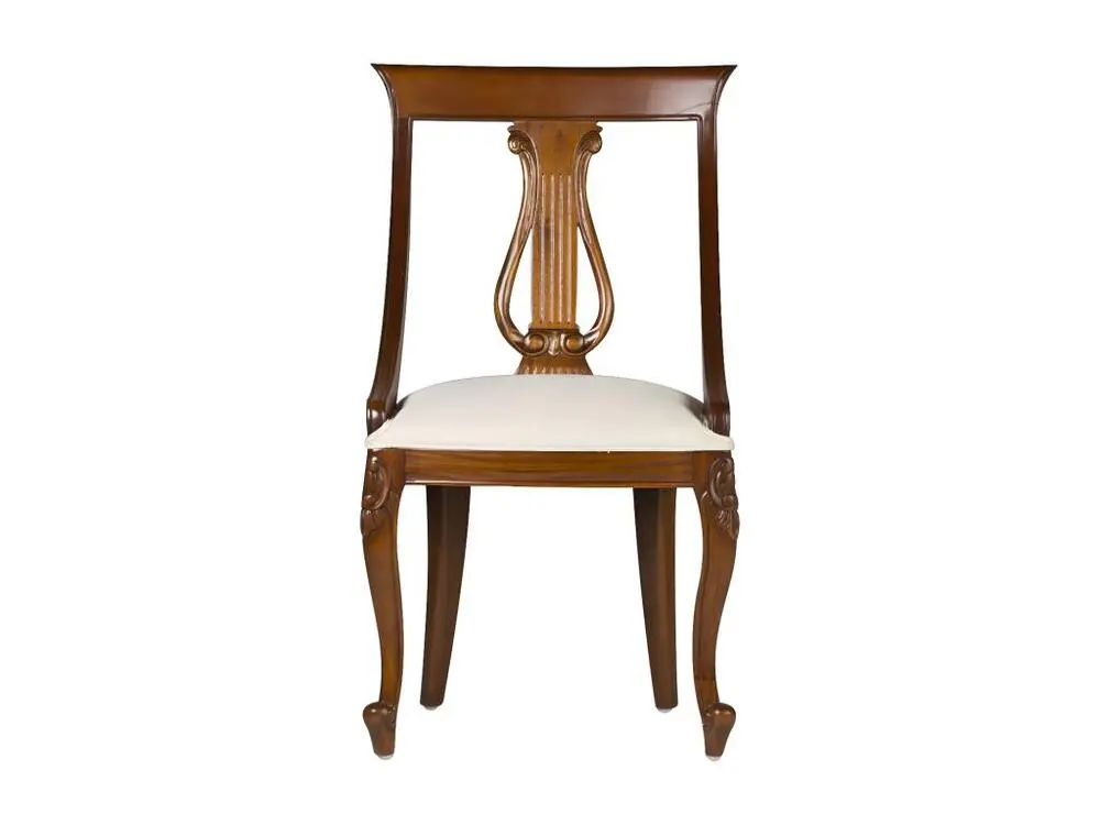 VINTAGE - Chaise en bois d'acajou et tissu synthétique blanc