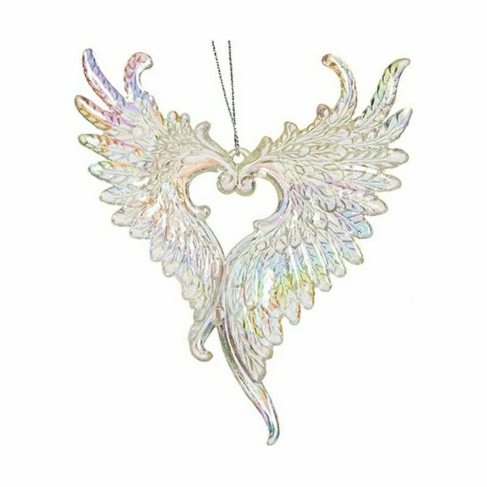 Décorations de noël ailes d'ange nacre noire plastique paillettes 12 x 13 x 2,5 cm (24 unités)