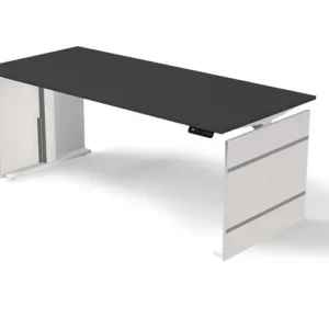Table debout/assise Kerkmann L 1800 x P 800 mm réglable en hauteur électriquement de 720 à 1200 mm forme 4 couleur : anthr...